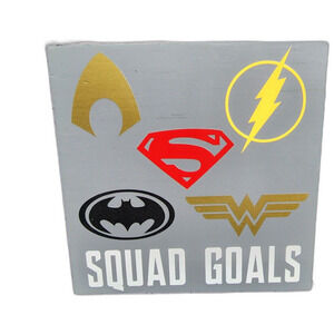 Justice League Squad Custom Logos Wooden Canvas Wall Decor